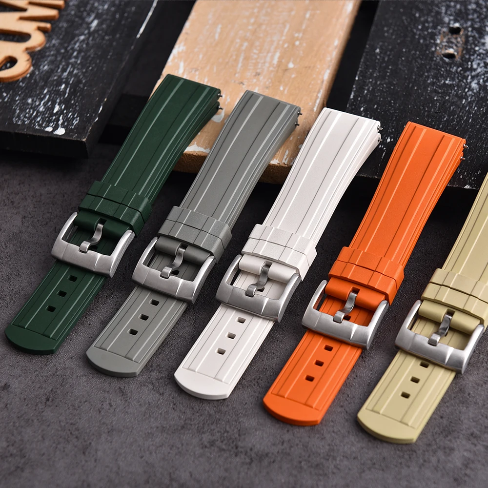 

20mm 22mm Quick Release HR Rubber Watch Band, Frosted Grain Diving Strap with Locking Feature, Durable OSAND Sport Watch Strap