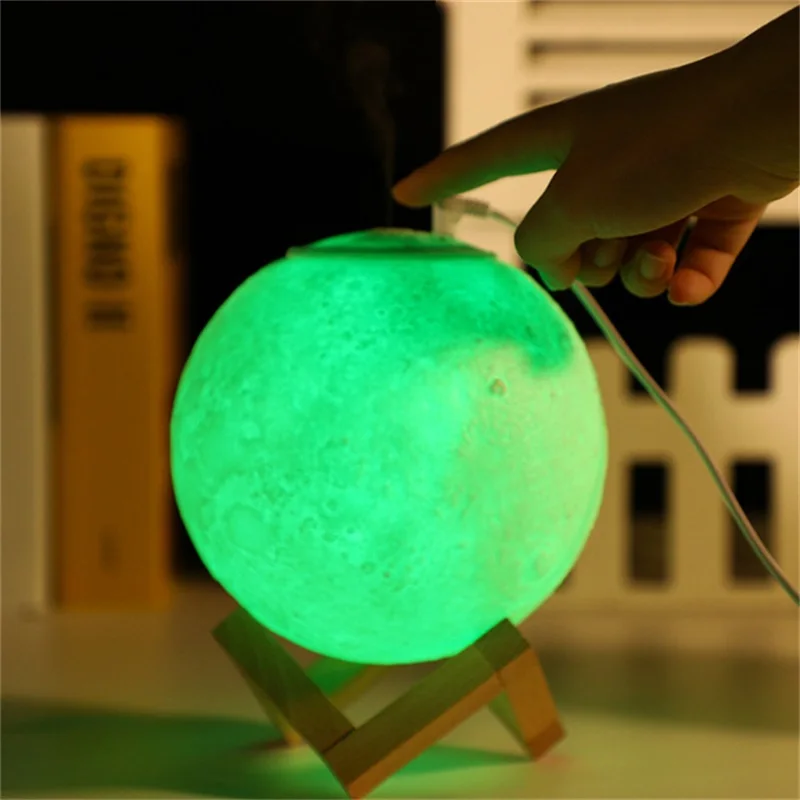 لطيف ملون القمر شكل مرطب بالموجات فوق الصوتية سطح المكتب ناشر رائحة العطر ضباب الرش في غرفة النوم غرفة معيشة فناء