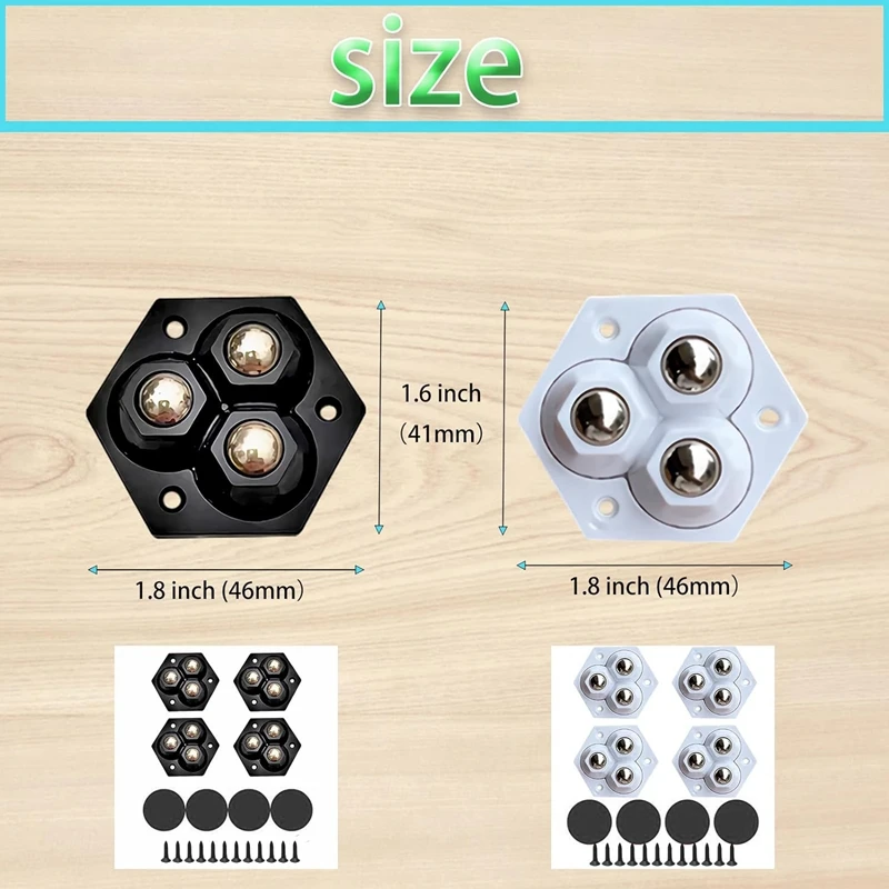 Ruedas autoadhesivas de 8 piezas, rodamientos de bolas de acero inoxidable, para electrodomésticos de cocina