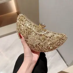 Diamond Women Clutch Luxury Evening Bags Bridal Crystal Flower Banquet Chain Shoulder Handbags Purses Wedding Party Dinner Bag