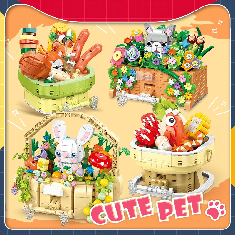 cute pet Building blocks Exquisite ornament creative phone stand ABS plastic Desktop Decoration toys gifts for friends kids