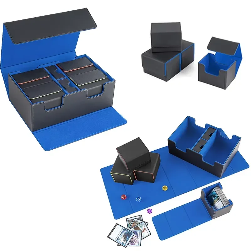 Universal PU Leather Card Deck Storage Box Set 400+ Large and 4 Small Cases for Magic Game Trading Card Organizer Holder
