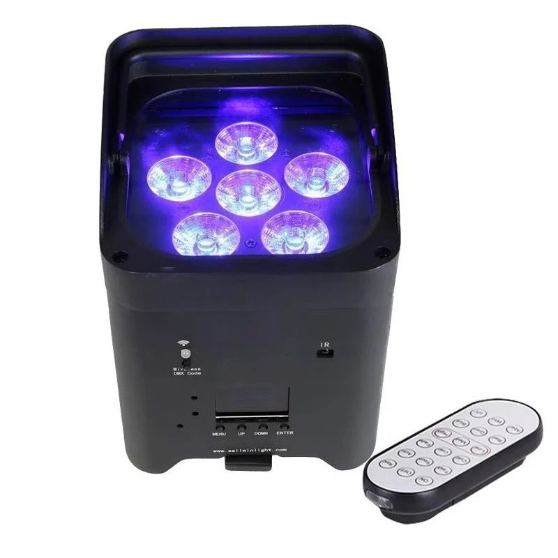 

6X18W RGBWAUV LED Uplight Battery Powered WiFi Wireless DMX Stage Lights for Parties and Events