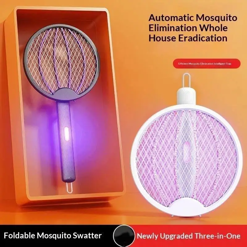 Foldable 3 In 1 Electric Mosquito Swatter With UV Attract Light And Safe Mesh Perfect For Home Bedroom Patio Use