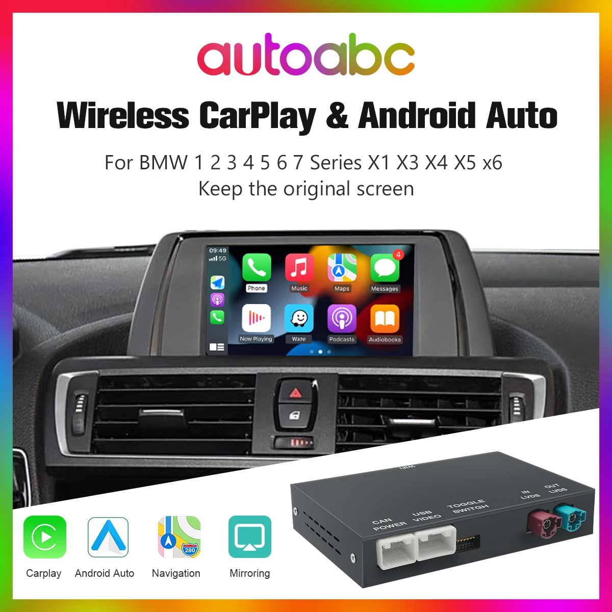 Drahtloses CarPlay Android Auto für BMW NBT/CIC-System 1 2 3 4 5 6 7 Serie X1 X3 X4 X5 X6 MINI E60 E84 E70 F26 F25 F10 F11 F20