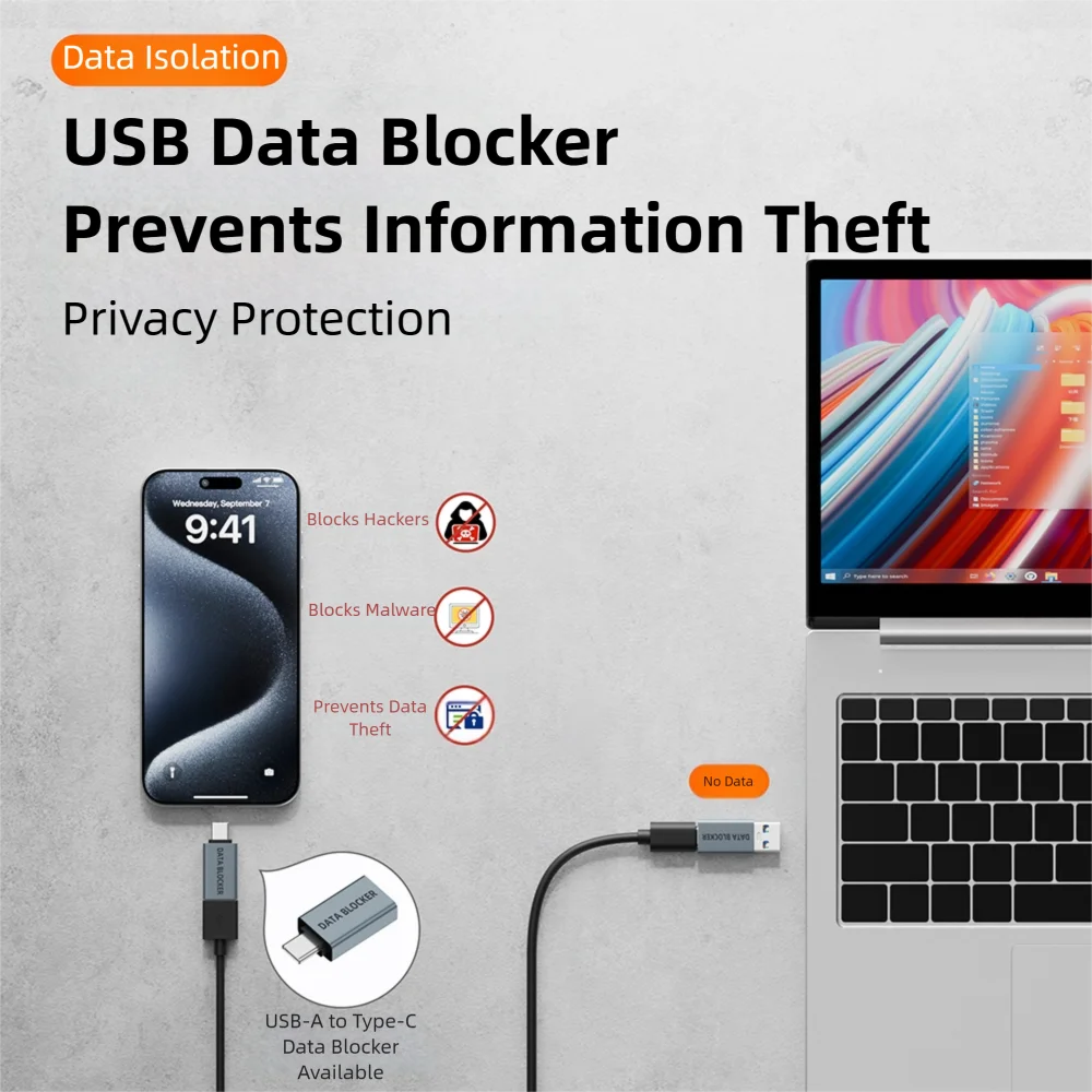 فقط للشحن مانع بيانات USB رفض القرصنة حماية الخصوصية USB Type-C المدافع حماية ضد العصير جاك سبائك الألومنيوم #5