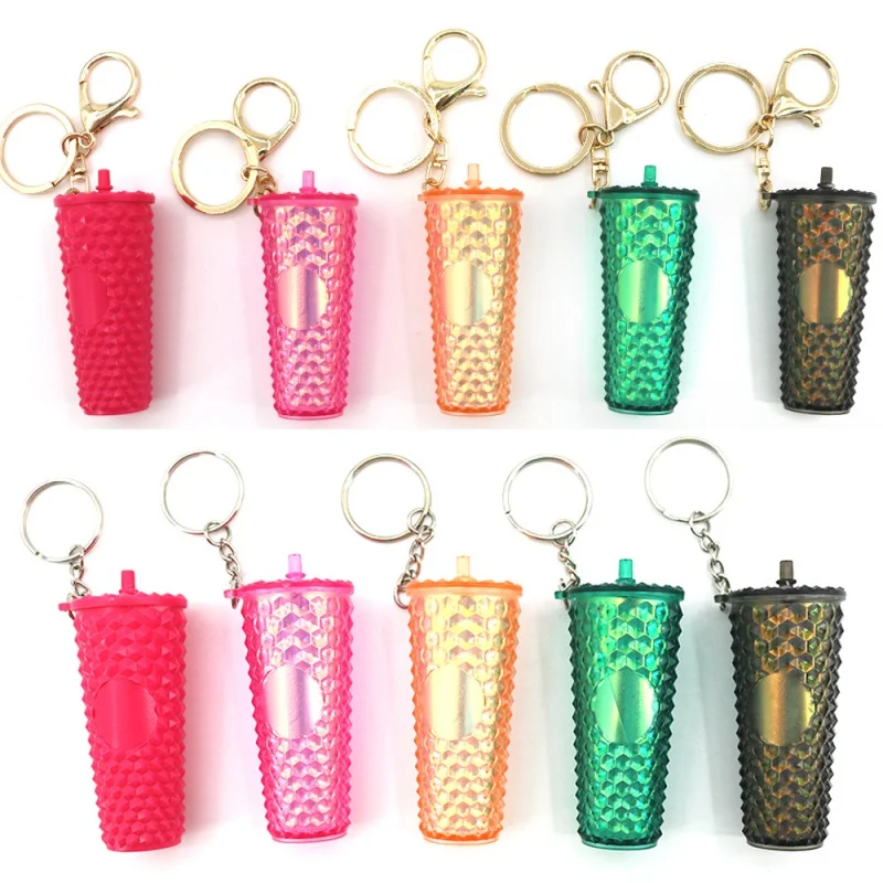 Cup with straw keychain coffee cup pendant simulation creative pendant