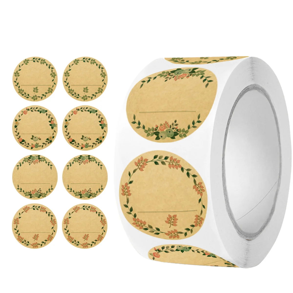 

500Pcs Round Floral Thank You Stickers, Writable Labels for Jars, Containers, Gift & Baking Packaging