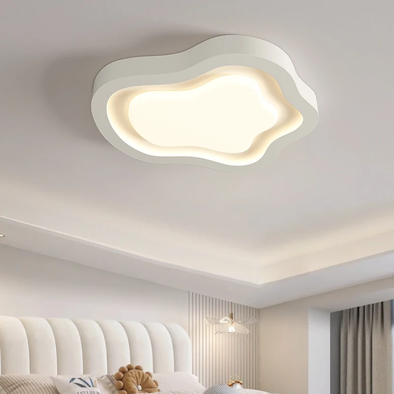 Plafonnier LED de Style Crémeux et Nordique avec Télécommande, Luminaire Décoratif d'Nik, Idéal pour une Chambre à Coucher ou un Salon