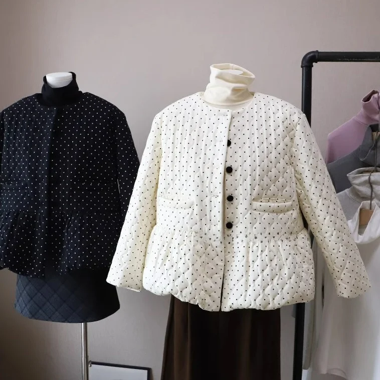 

Корейский хлопковый джат в горошек с завязкой на талии, женское пальто на осень-зиму, новое винтажное пальто Хепберн, теплый топ