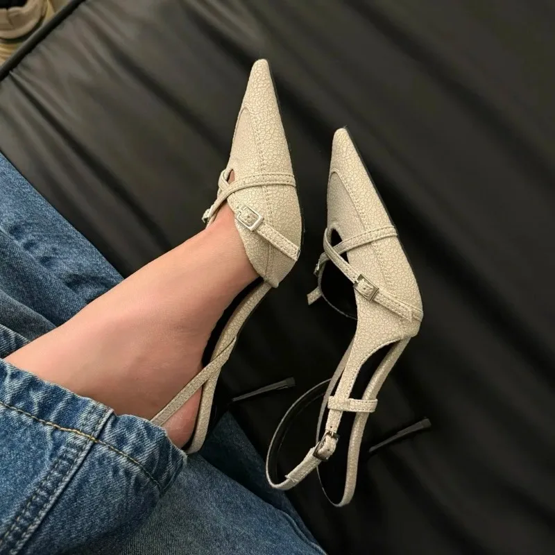 

2025 New Women's Jeans Heeled Sandals Pointed High Heel Office Lady Shoes Beautiful Women high heels Shoes sandalias mujer
