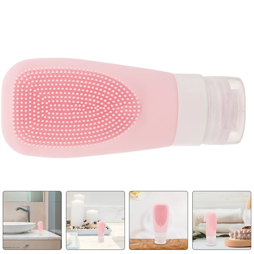 2 ชิ้นซิลิโคนขวดเดินทาง Push Type Dispensing คอนเทนเนอร์เปล่าสีชมพูขนาดเล็กขนาดโลชั่นแบบพกพา LeakProof แชมพู