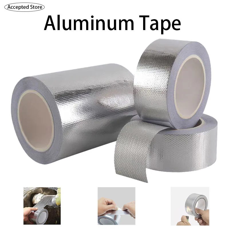 

20 Meter Fiberglass Aluminum Foil Tape, HVAC Heat-Resistant Tape, Thermal Insulation And Flame-Retardant Tape For Waterproofing