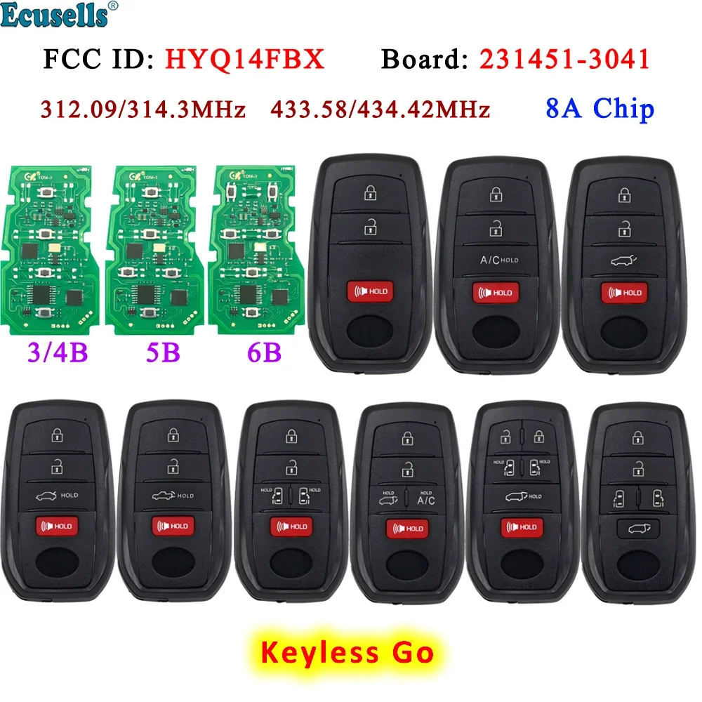 

Ecusells Smart Keyless Go Remote Key 8A чип для Toyota Sienna RAV4 Granvia Sequoia Venza BZ4X Harrier Vellfire 231451 -3041