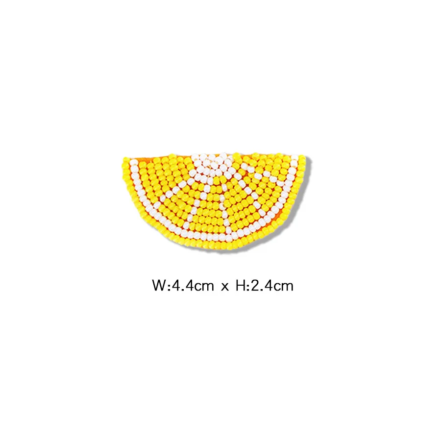 1 Piece 4.4*2.4 cm Cartoon Lemon Sew on Handmade Beaded Patch Cute Fruit Patch for Garment DIY Decoration Applique