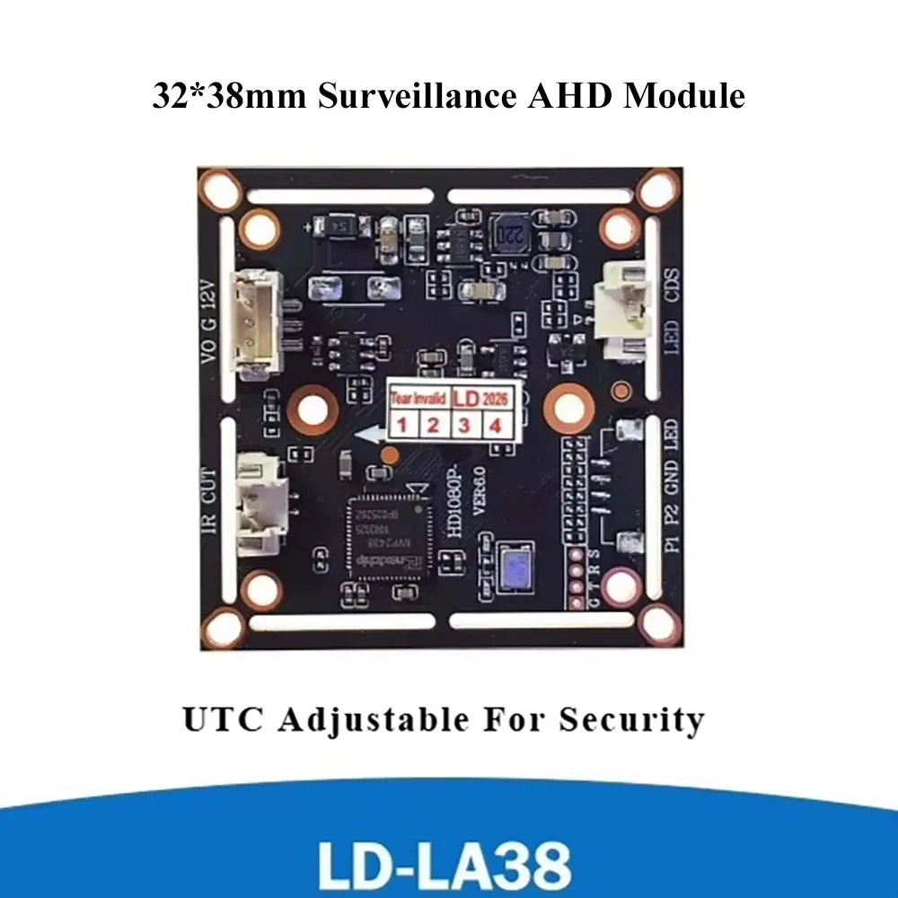 Leda LA38 HD AHD Camera Module with 12V 5-pin Power Cable Warm & IR Light Digital WDR Surveillance Main Board 32*38mm