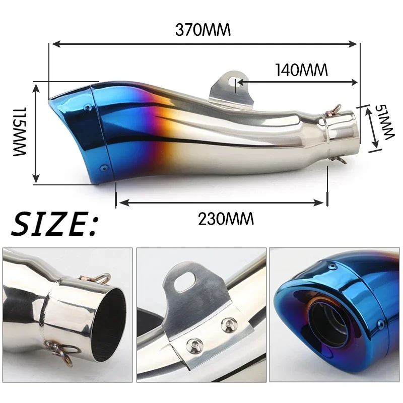 38~51mm Universal Motorcycle Exhaust Muffler Modified Escape For XMAX300 GSX1300R ZZR1400 XJR1300 CB919