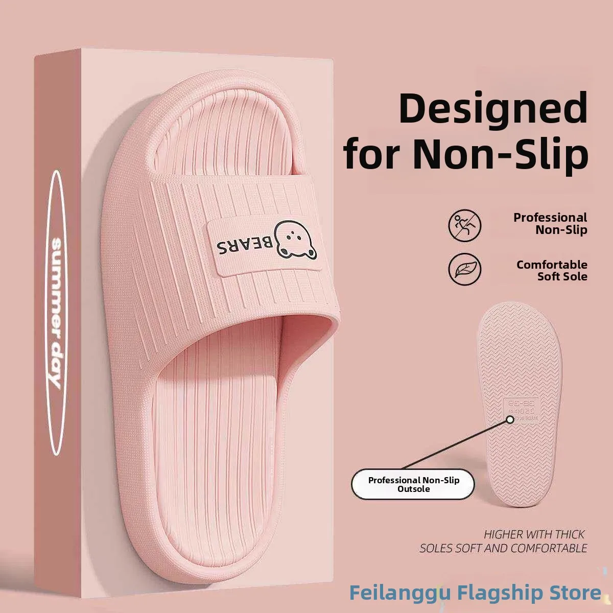 

Ultra-Light EVA Slip-On Slippers for Women Couple Home Indoor Cool Slippers Lightweight Home Slippers Summer T-Strap