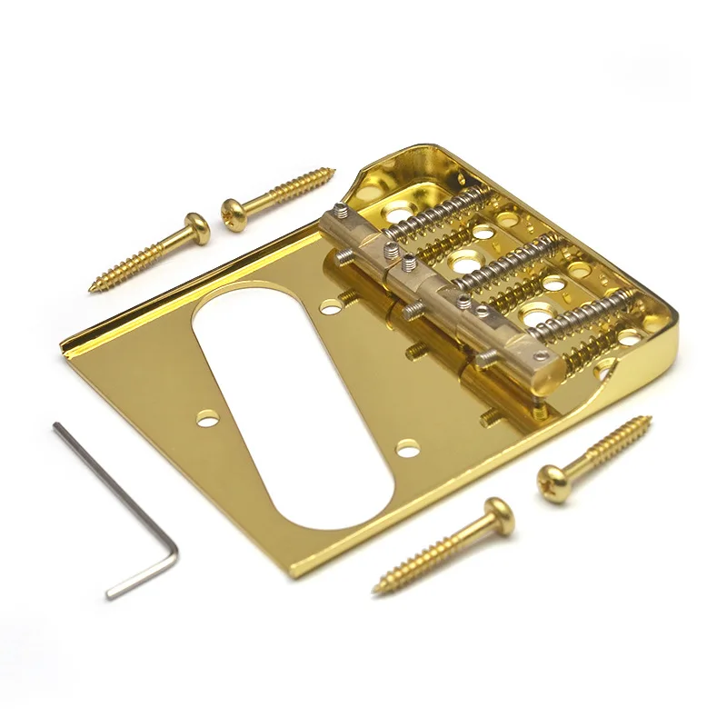 Vintage Brass Tele Bridge with Chrome Plating - Authentic 6-Saddle Guitar Bridge Kit w/ Mounting Screws
