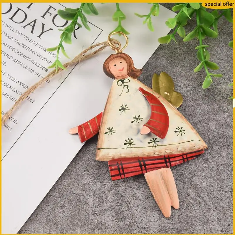 A50I 4 قطعة عيد الميلاد المعادن الرقص الملاك المعلقات تعليق شجرة الكريسماس الحلي شجرة عيد الميلاد دمية زينة للمنزل الطرف #2