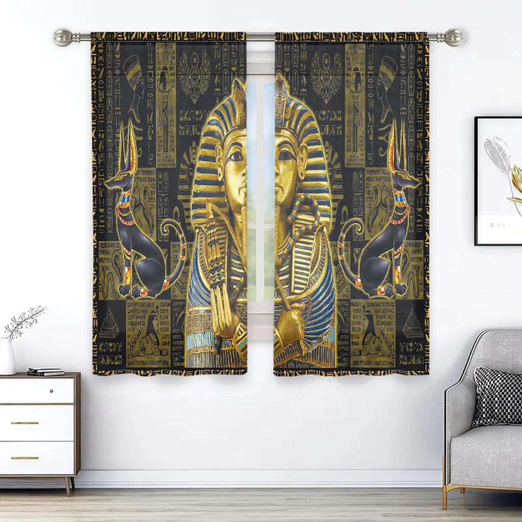 2Pieces Free Shiping Ancient Egyptian art portrait semi-Shading Window Curtain for Living Room Bedroom Home Decor Drapes