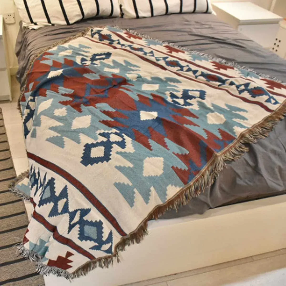 180x130cm Geometric Carpet Retro Navajo Cotton Sofa Blankets Tapestry Bedspread Outdoor Beach Sandy Towels