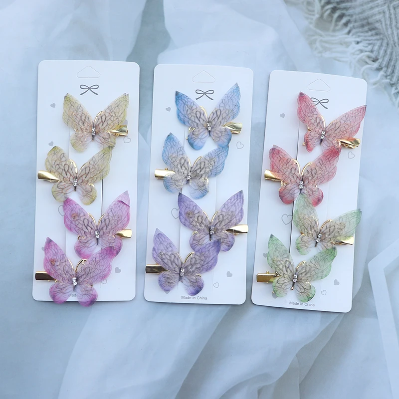 2/4Pcs/Set Cute Hairpins Colorful Butterfly Hair Clips For Baby Girl Hair Accessories Sweet Hair Ornament For Kids Print Hairpin