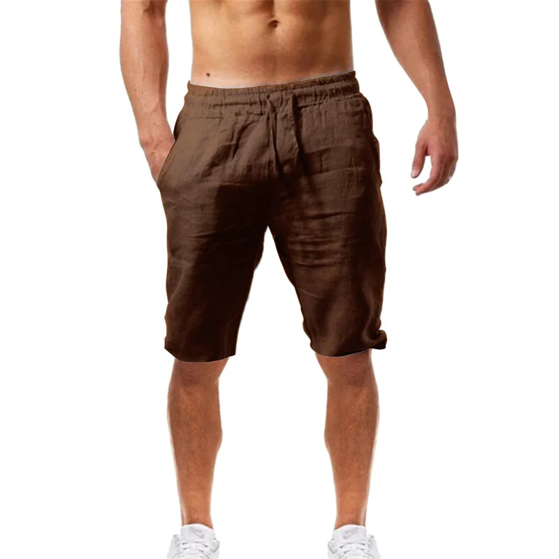 2026 Zomer Heren Shorts Katoen Linnen Casual Bermuda's Heren Klassieke Ademend korte broeken Effen Kleur Kleding Strandshorts Mannen