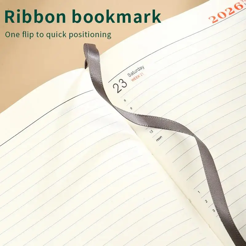 دفتر مخطط A5 لعام 2026 - تقويم يومي وأسبوعي وشهري مع غطاء من الجلد الصناعي للأعمال والطلاب #3