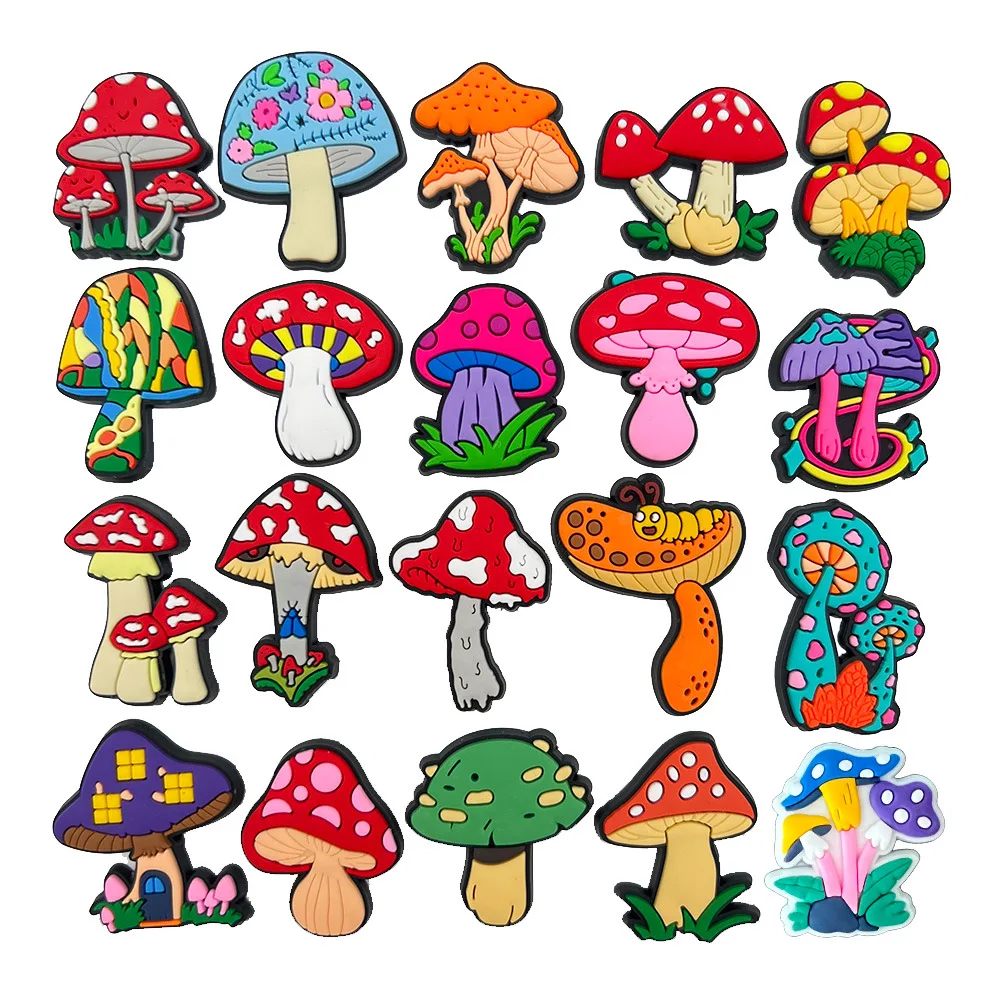 

20Pcs PVC Shoe Charm Cartoon Cute Mushrooms Shoe Charms DIY Hole Shoes Ornaments Sandals Accessories Kid Gift