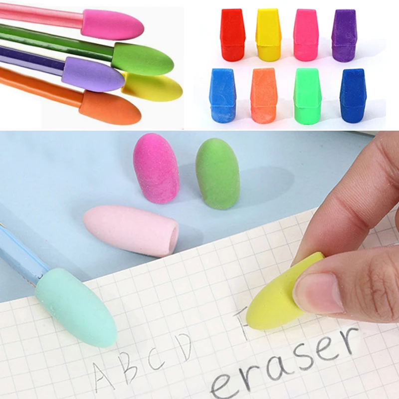 Replaceable Erasers Portable Pencil Eraser Mini Chisel/Cylindrical Shape Colorful Eraser Student Writing Correction Stationery