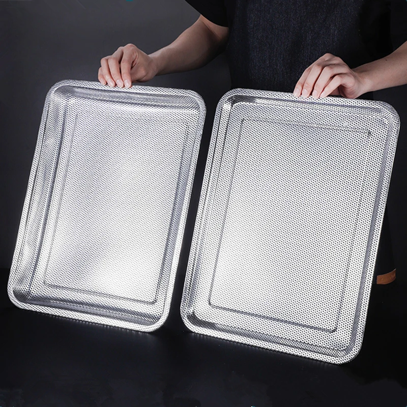 Stainless Steel Food Storage Tray Frying Oil Filter Dense Hole Drain Plates Strainer Dish Baking Trays Kitchen Accessories