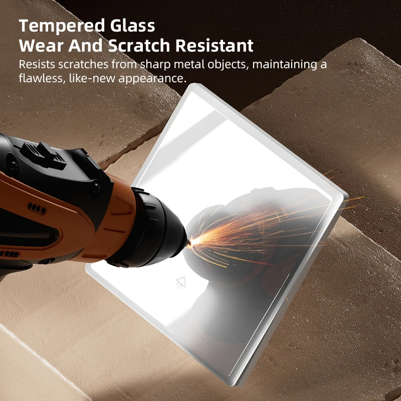 Luxury Tempered Glass Wall Switch Panel 86x86mm Push Button ON/OFF Modern Minimalist Light Switch for Bedroom Living Room