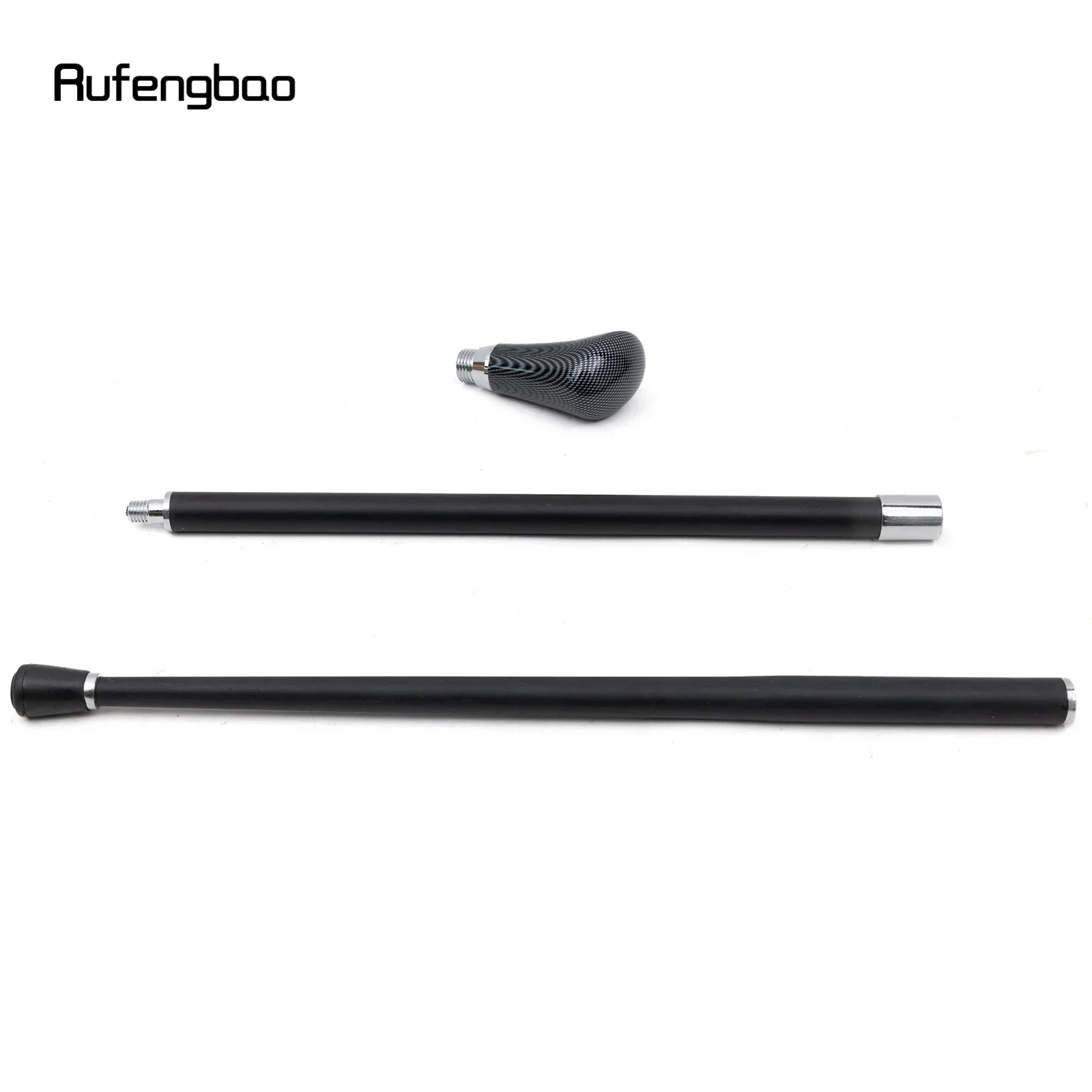 ไม้เท้าหนังสีดำลายตารางสีเงิน แฟชั่นตกแต่ง สำหรับคอสเพลย์ สไตล์สตีมพังก์ และใช้ในชีวิตประจำวัน 94 ซม.