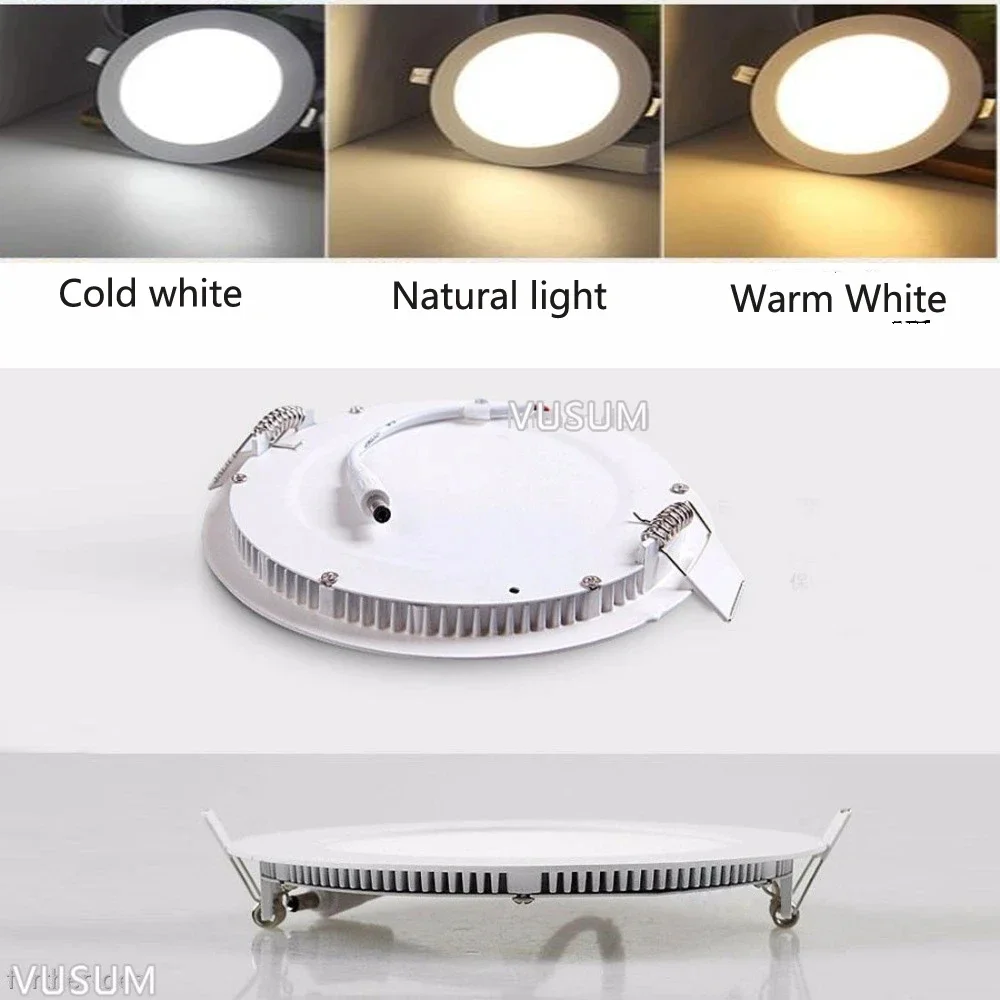 Ultra Thin Round/Square LED Panel Light  Ceiling Recessed Downlight AC 85-265V  Warm White/Natural White/Cold Whit