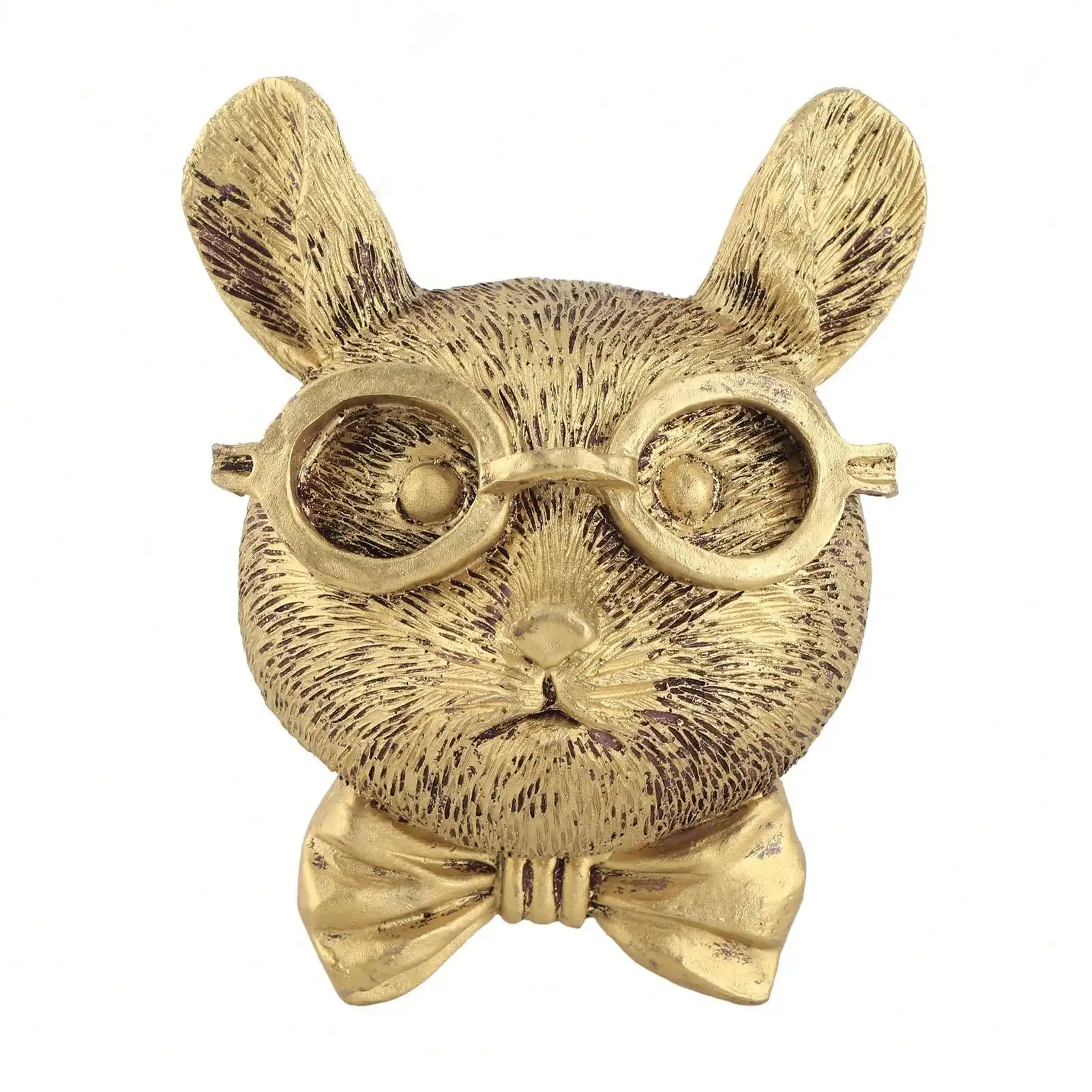 Настенная подвеска с головой животного из бронзовой смолы - водонепроницаемая и солнцезащитная скульптура для домашнего декора