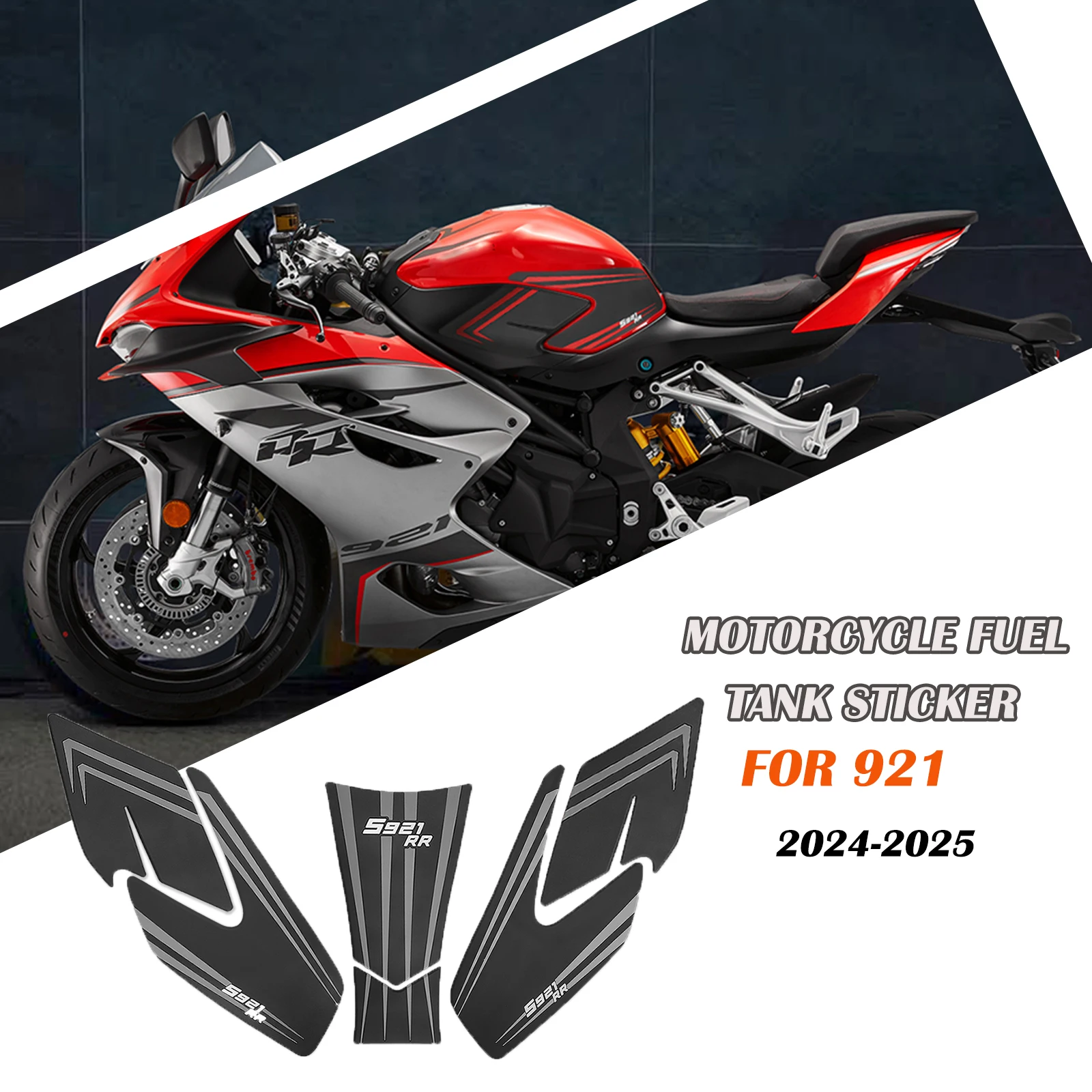 

Для QJMOTOR 921 2024-2025 мотоциклетная накладка на топливный бак, комплект наклеек, тяговая накладка на топливный бак, нескользящая боковая накладка на топливный бак