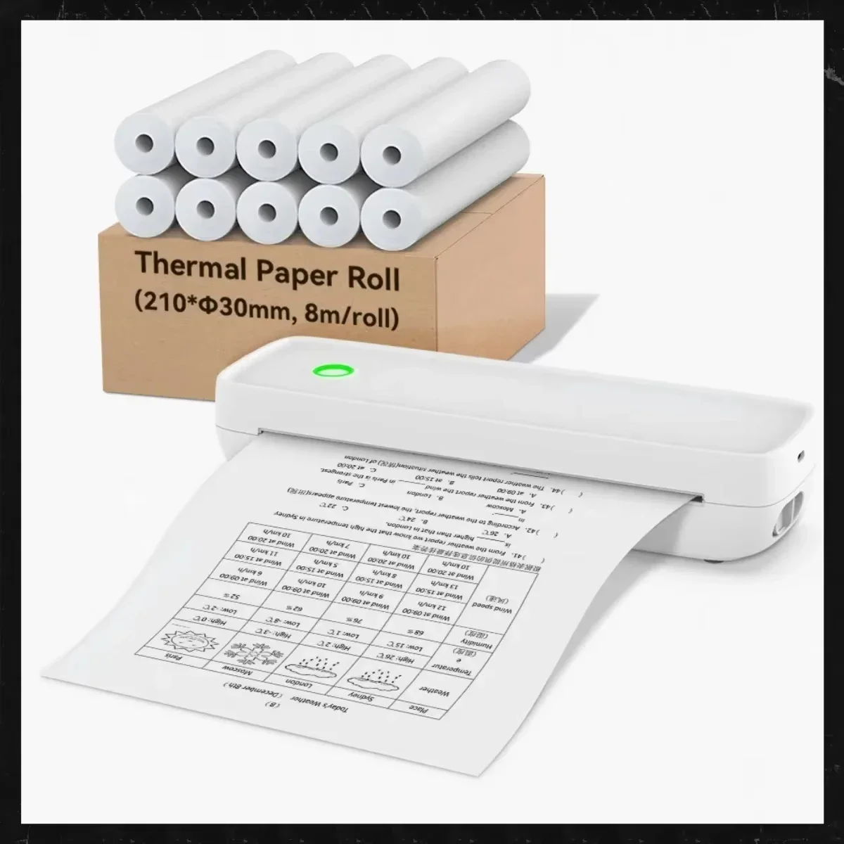 A4 Thermal Paper 20 Rolls Thermal Printing Paper 210*30mm for A4 Wireless Bluetooth A40/X8 Printer Paper Roll