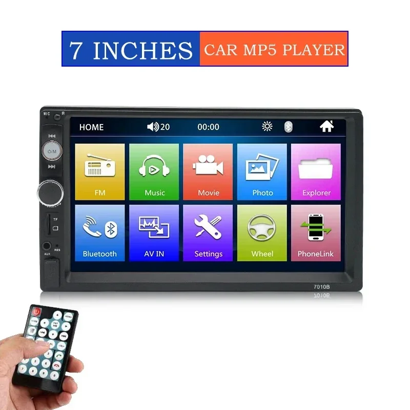 

7 Inch Car Radio Dual Din Bluetooth HD Video MP4/MP5 Player Touch Screen Stereo 12V FM Without Camera Car Automotive Multimedia