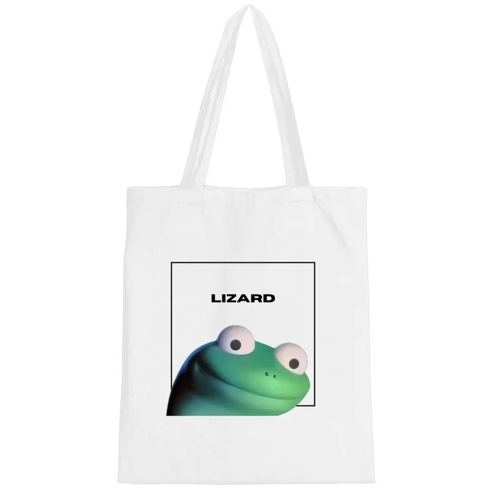 Lizard tote bag canvas  shoulder  totebag shopper sac cabas femme