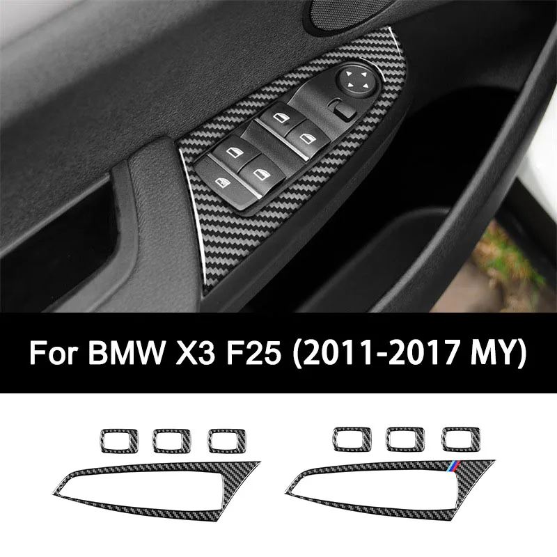 

For BMW X3 F25 (2011-2017 Model Year), Premium Carbon Fiber Car Window Control Button Frame Interior Sticker Auto Accessories