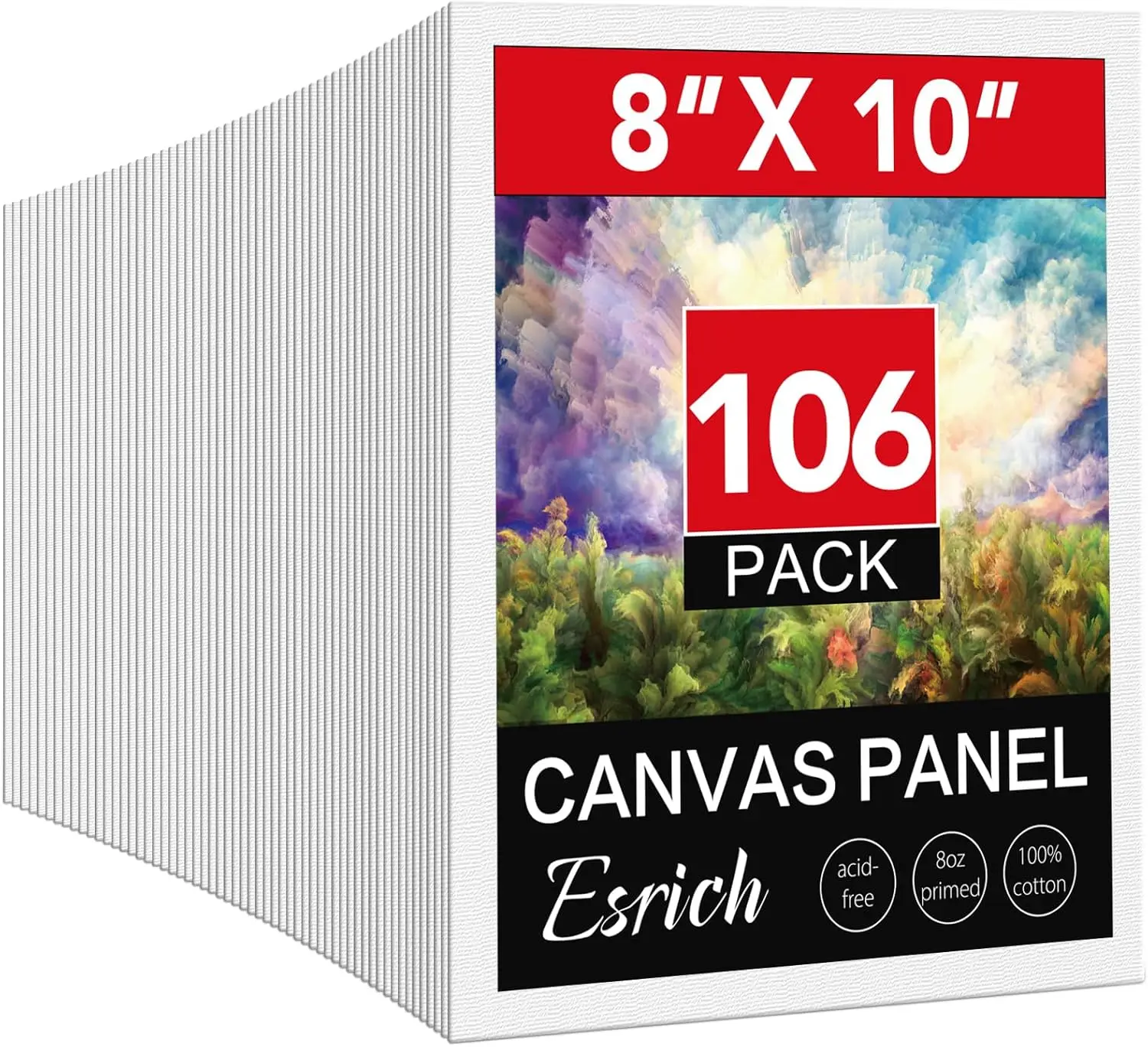 

106 Pack 8x10 Canvas Boards for Painting, Blank Cotton Panels for Acrylic, Oil, Watercolor