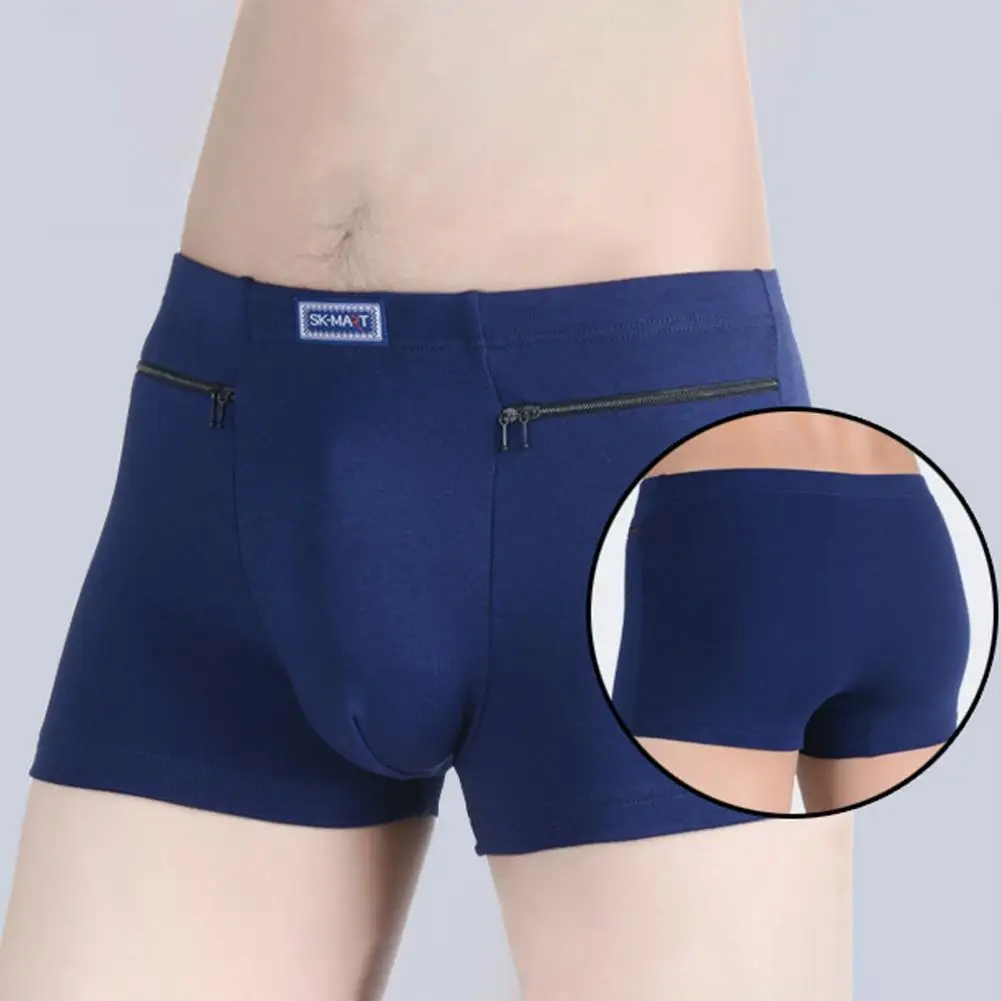 Men\'s Pockets Underwear Anti-theft Briefs Boxer Panties Seamless Elastic Men Panties Cotton U-Bump Male Shorts Briefs Daily Wear