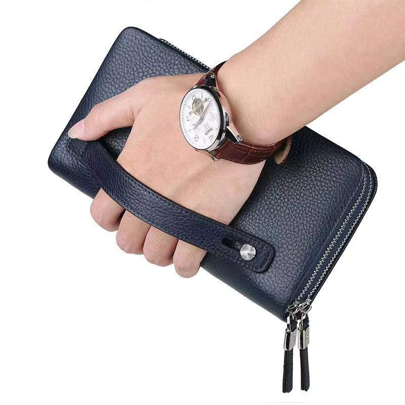 Genuine Leather Clutch Wallet with Coded Lock Men Wallet Business Man Clutch Purse Mens Handbag Wallets Cow Leather