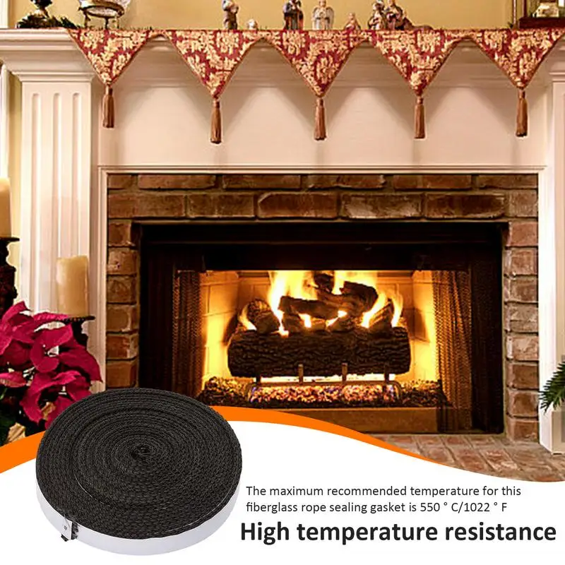 

Stoves Flat Gasket Tape Self Adhesive Wood Stove Flat Gasket Rope Durable Fiberglass Fire Stove Door Gasket for Furnace Door