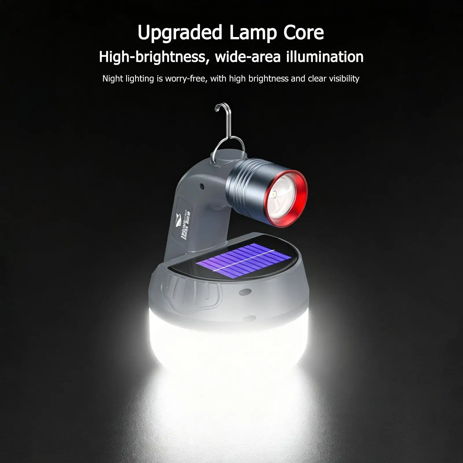 Solar Camping Lantern Portable Table Lamp USB Rechargeable Flashlight Lantern For Camping Backpacking Fishing Night Walking Home