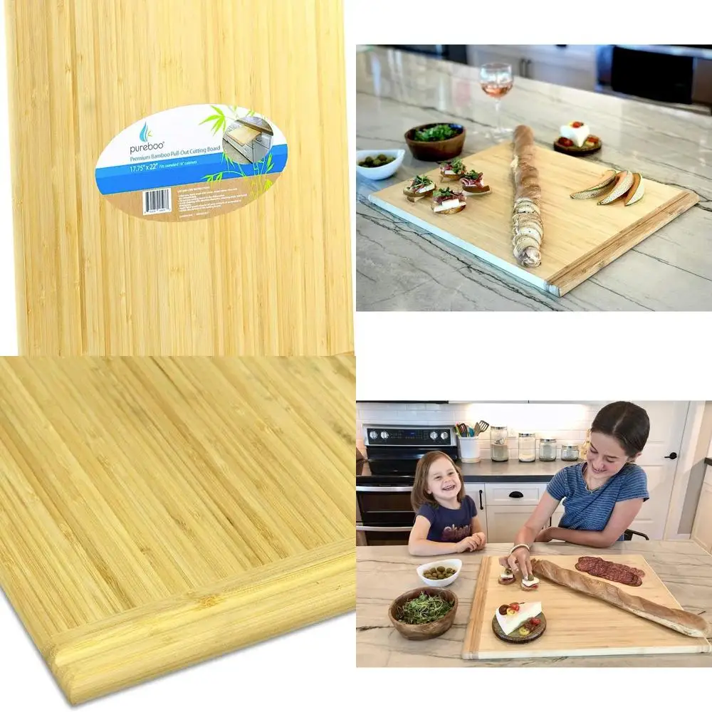 

Бамбуковая выдвижная разделочная доска, 8 размеров, подходит для стандартных слотов, 17,75 Вт x 22D x 3/4H