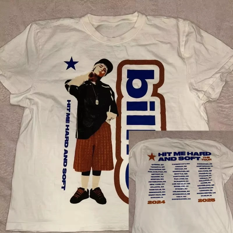 2026 Summer Billie Tee Oversize TShirt New Hit Me Hard and Soft Tour T-Shirt Suitable for Both Men and Women