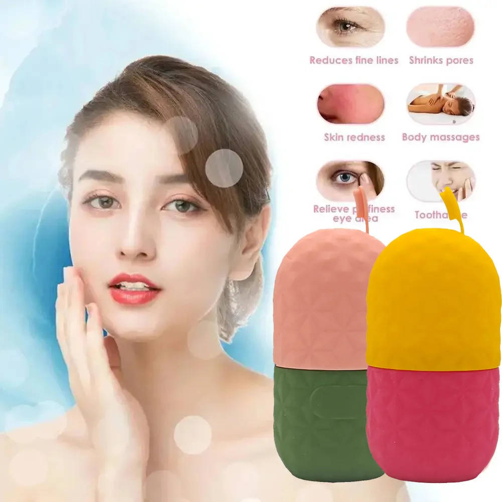 Rodillo Facial de silicona para el cuidado de la piel, herramientas de estiramiento y contorno, bandejas de cubitos de hielo, bolas de globo de hielo, masajeador Facial, herramienta para el cuidado de la piel