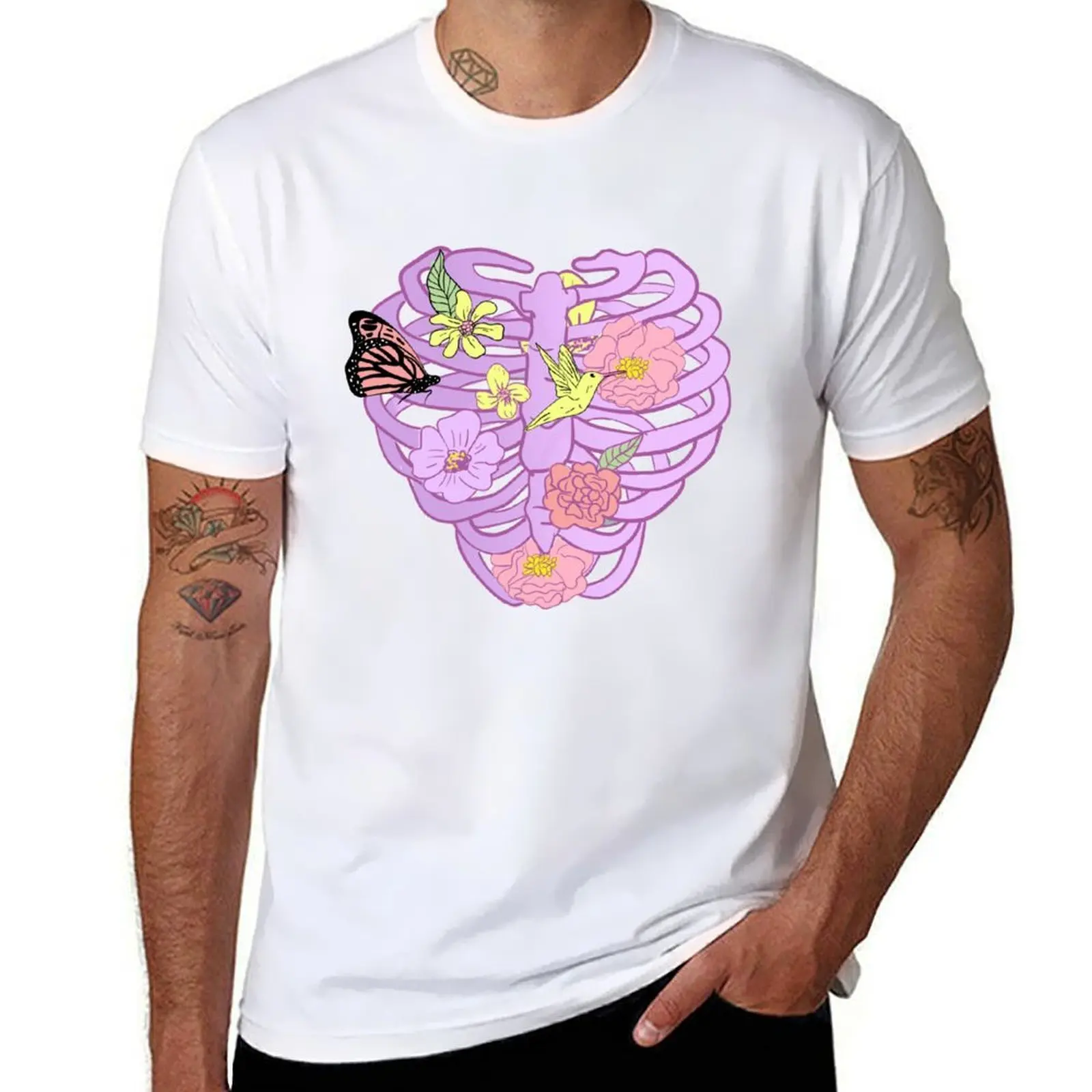 

Pastel Goth Ribcage Witchy Design Kawaii T-Shirt man t shirts cotton anime tshirt T-Shirt